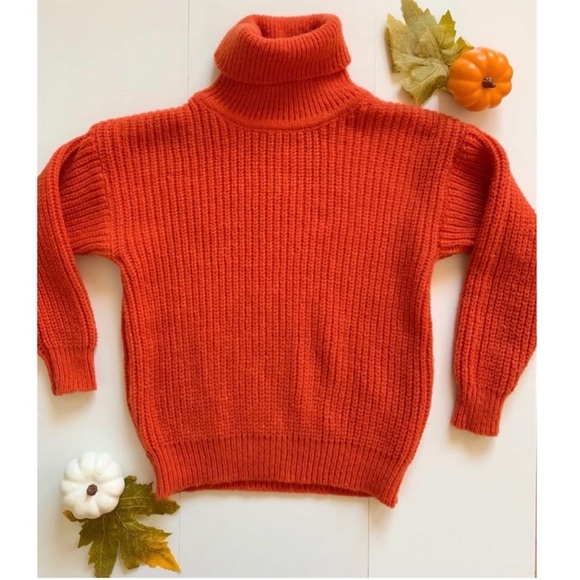 GIRLS ORANGE & PINK BUNDLE FALL AUTUMN TURTLENECK KNITTED SWEATER SIZE 5T - Picture 2 of 4